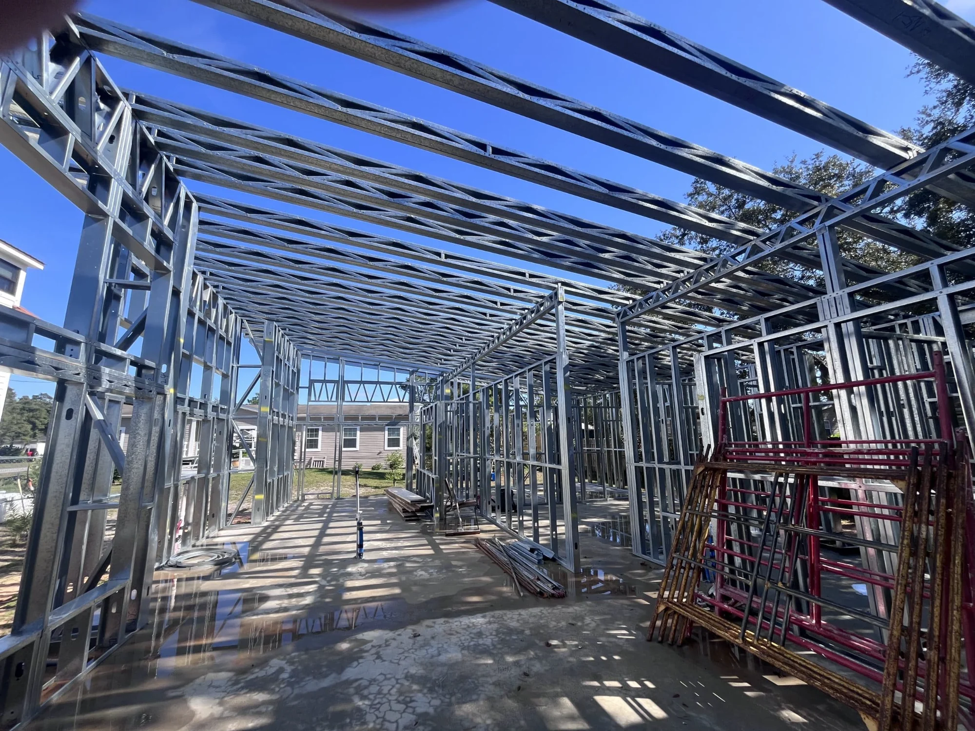 Interior steel wall and roof framing in Kansas