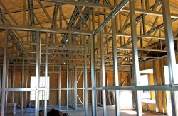 Barndominium interior framing in Kansas