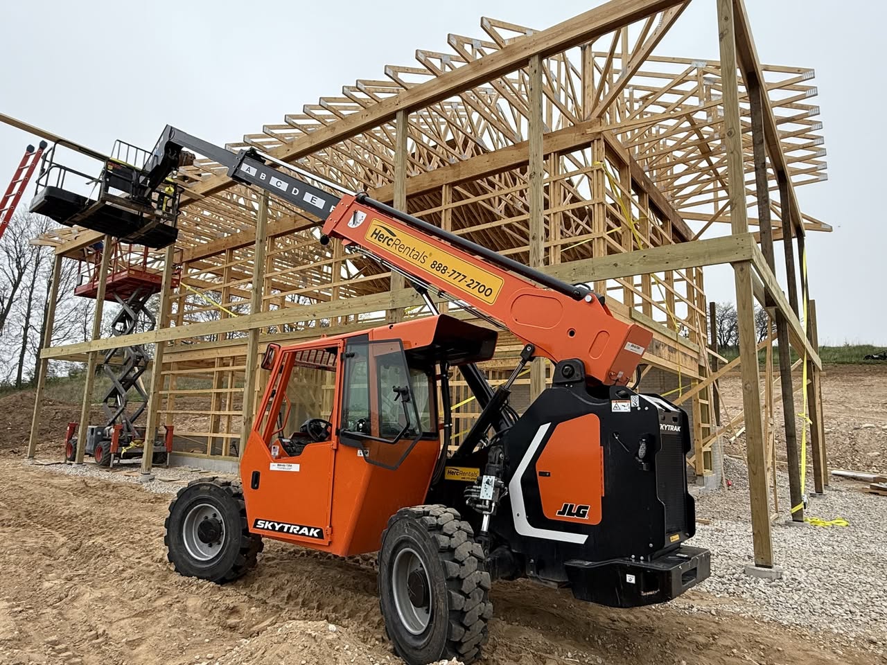 Kansas barndominium wood frame construction site